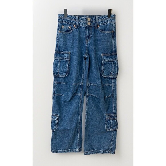 Aéropostale Denim - Aeropostale Womens 000R Baggy Wide Leg Cargo Jeans Blue Y2K Skater Grunge